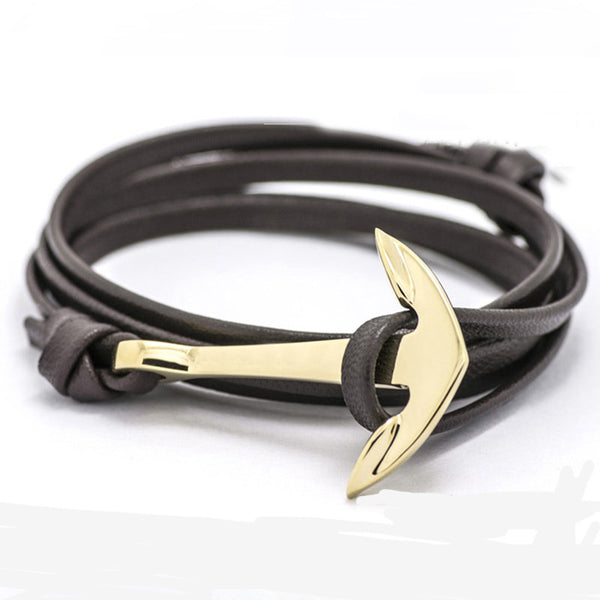 18k Gold Plated Anchor - Brown