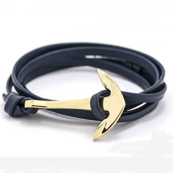 18k Gold Plated Anchor - Dark Blue