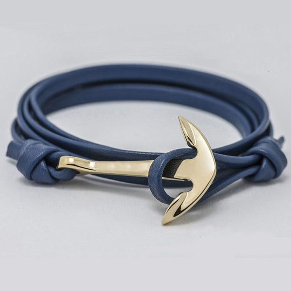 18k Gold Plated Anchor - Blue