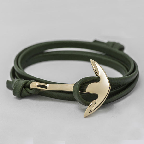 18k Gold Plated Anchor - Green