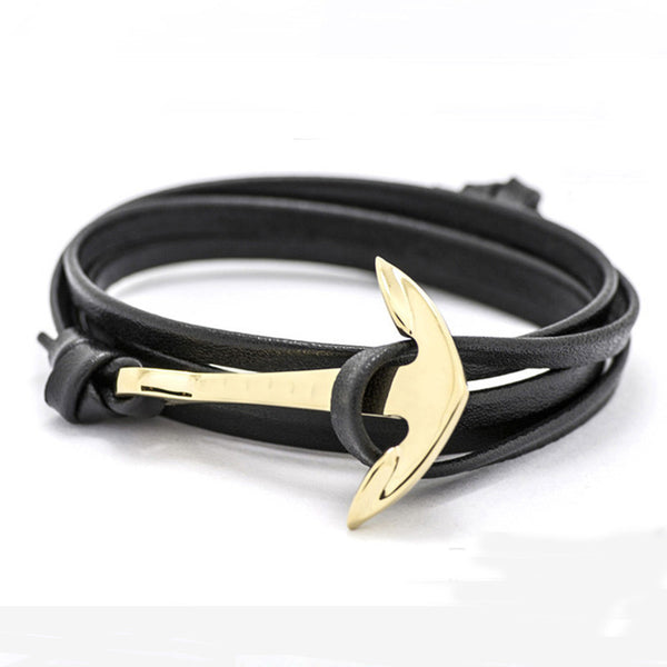 18k Gold Plated Anchor - Black