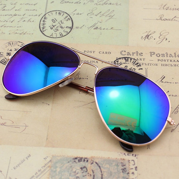 Vintage mirror sunglasses gold blue green