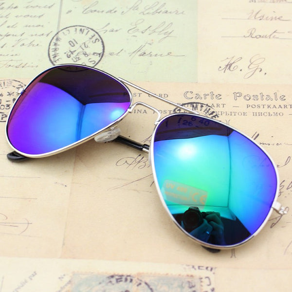 Vintage mirror sunglasses silver blue green