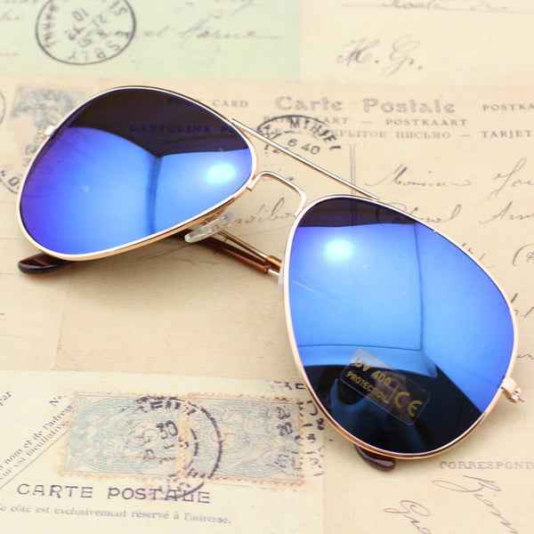 Vintage mirror sunglasses gold Ice blue