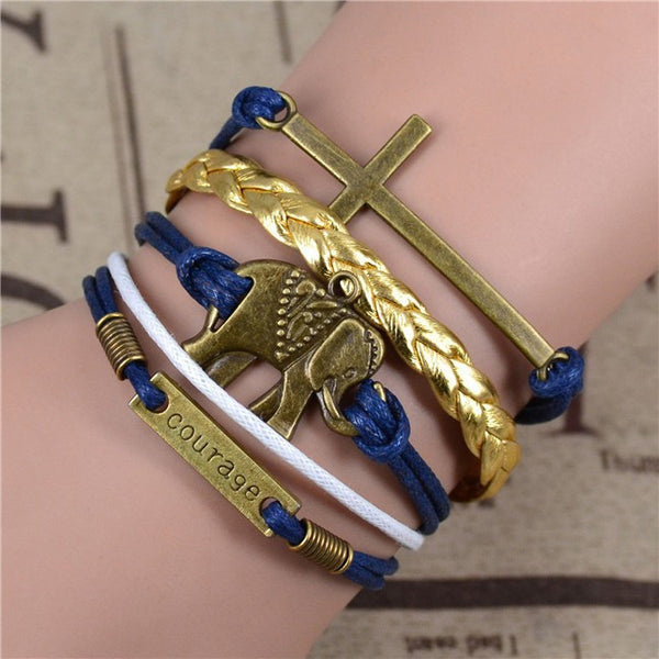 Bracelet elephant blue and gold