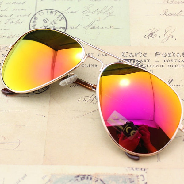 Vintage mirror sunglasses gold red