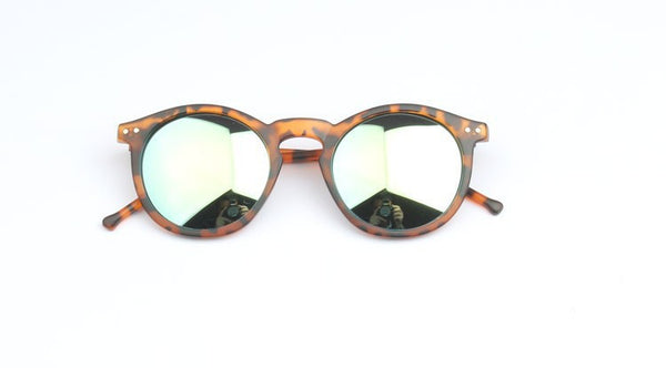 Round multicolor sunglasses matte leopard and gold