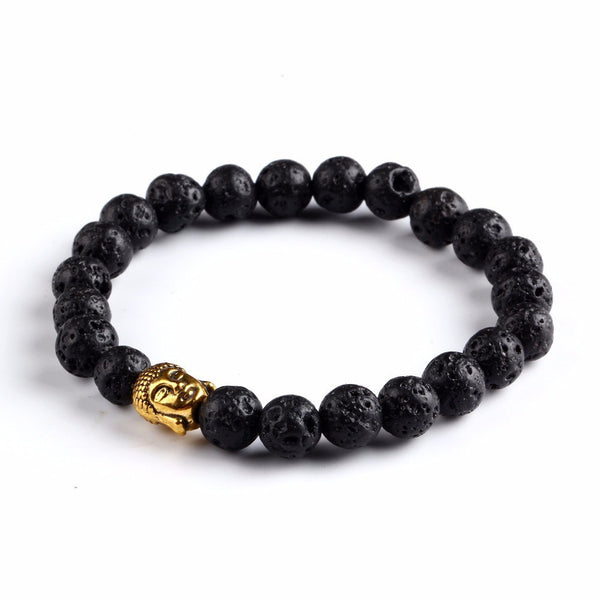 Buddha Bracelet - Gold Black Stone