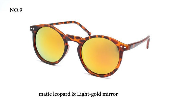 Round multicolor sunglasses matte leopard and gold