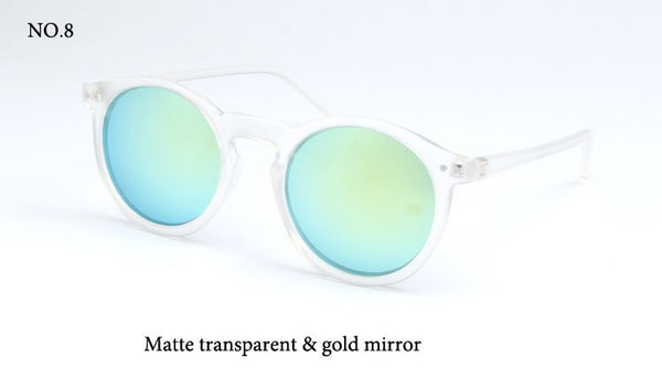 Round multicolor sunglasses matte transparent and gold