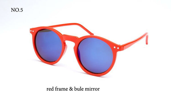 Round multicolor sunglasses red and blue