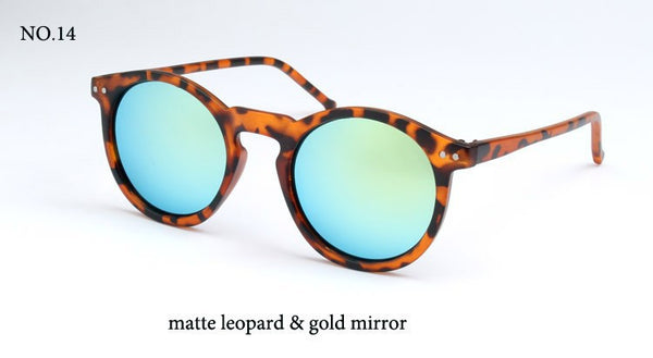 Round multicolor sunglasses matte leopard and gold