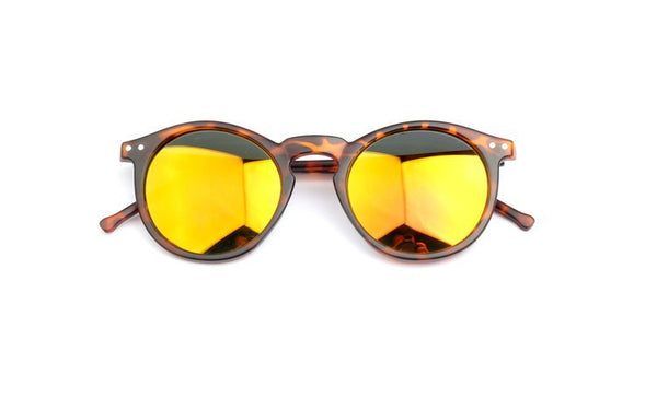 Round multicolor sunglasses matte leopard and gold