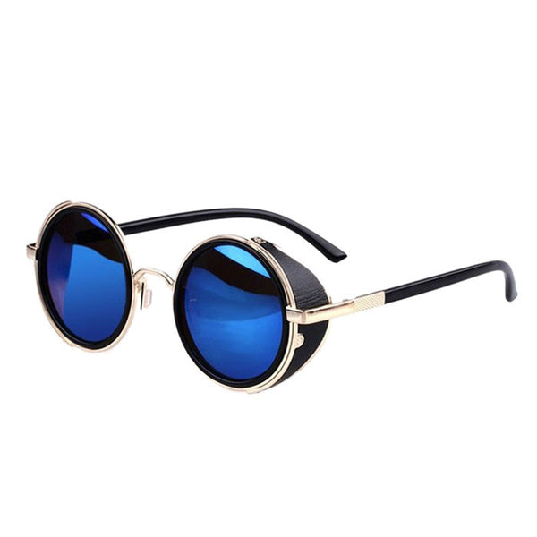 Round Steampunk Goggle sunglasses blue