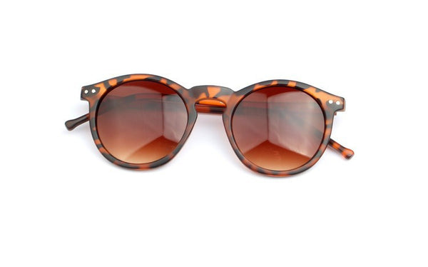 Round multicolor sunglasses matte leopard and tawny