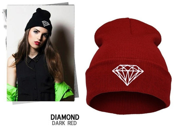 Diamond beanie dark red